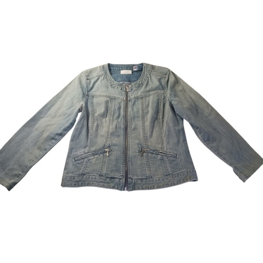 Chico's Women's Blue Denim Jean Jacket 1 (US 8)‎ Classic Casual Chic Modern Prep
